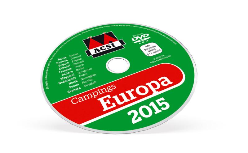 Achterkant van ACSI campinggids Europa 2015 + DVD