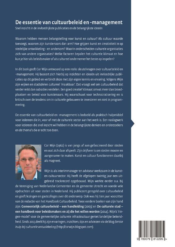 Achterkant van De essentie van cultuurbeleid en -management