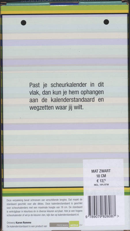 Achterkant van Scheurkalenderstandaard, mat zwart 18 cm