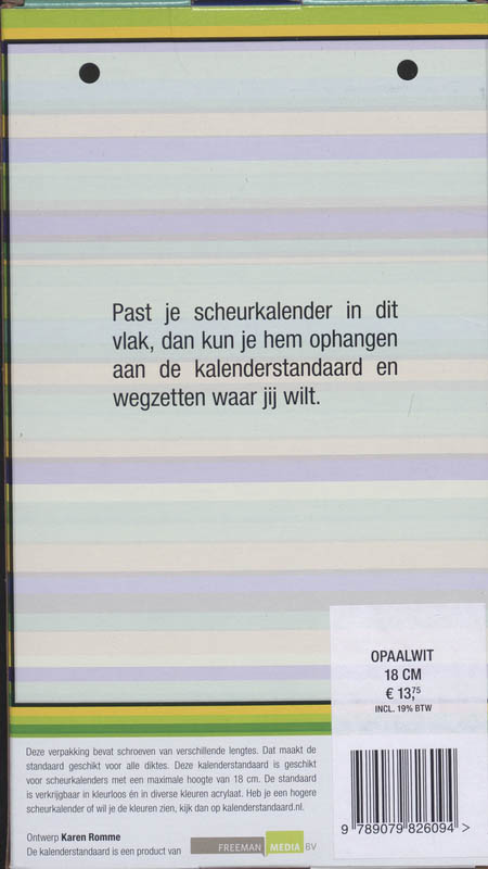 Achterkant van Scheurkalenderstandaard, opaalwit 18 cm