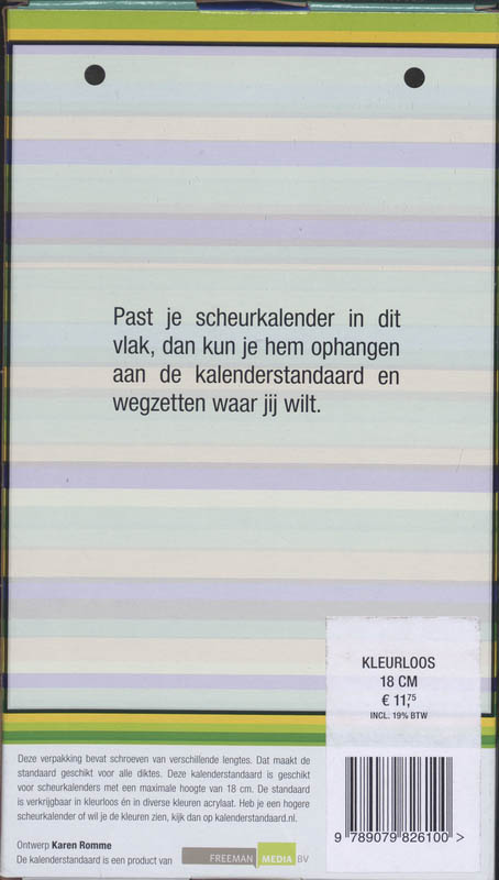 Achterkant van Scheurkalenderstandaard, kleurloos 18 cm