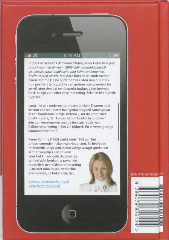 Achterkant van Calimeromarketing 2.0 in een eierdop