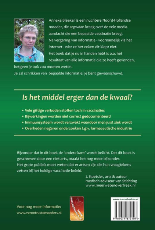 Achterkant van Wat je niet verteld wordt over vaccinaties