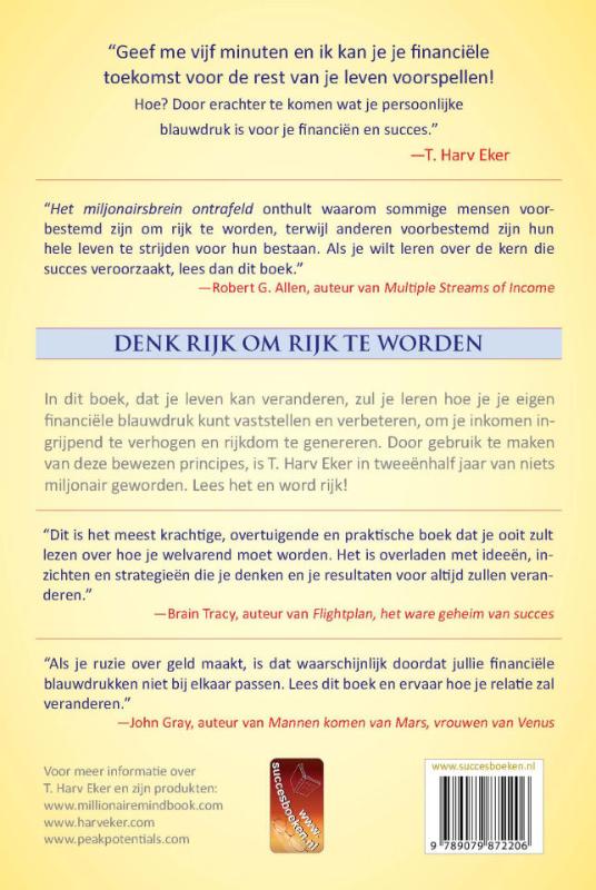 Achterkant van Het miljonairsbrein ontrafeld