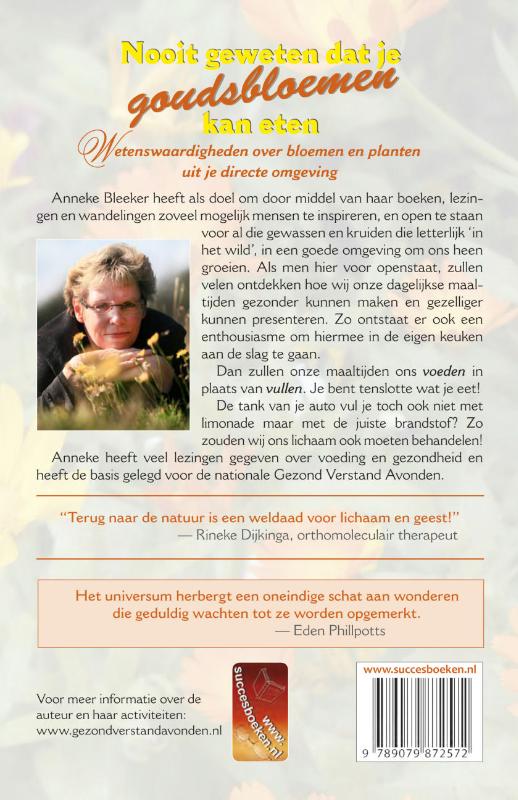 Achterkant van Nooit geweten dat je goudsbloemen kan eten