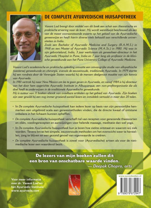 Achterkant van De complete Ayurvedische huisapotheek