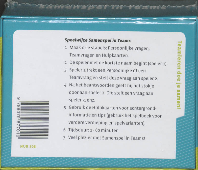 Achterkant van Samenspel in teams