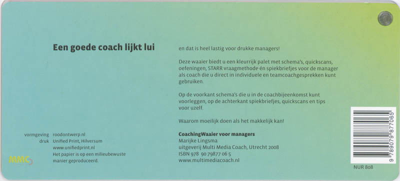 Achterkant van Coachingwaaier voor managers