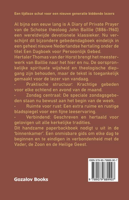 Achterkant van Een Dagboek voor Persoonlijk Gebed