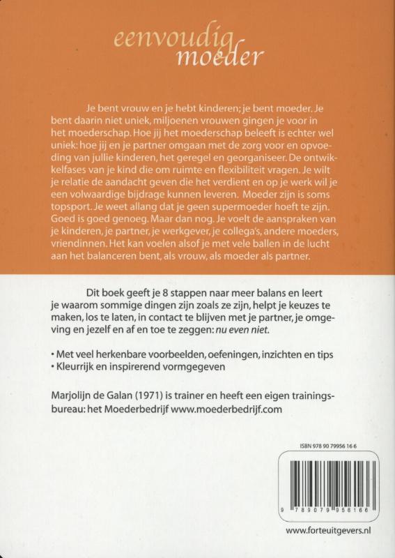 Achterkant van Eenvoudig moeder