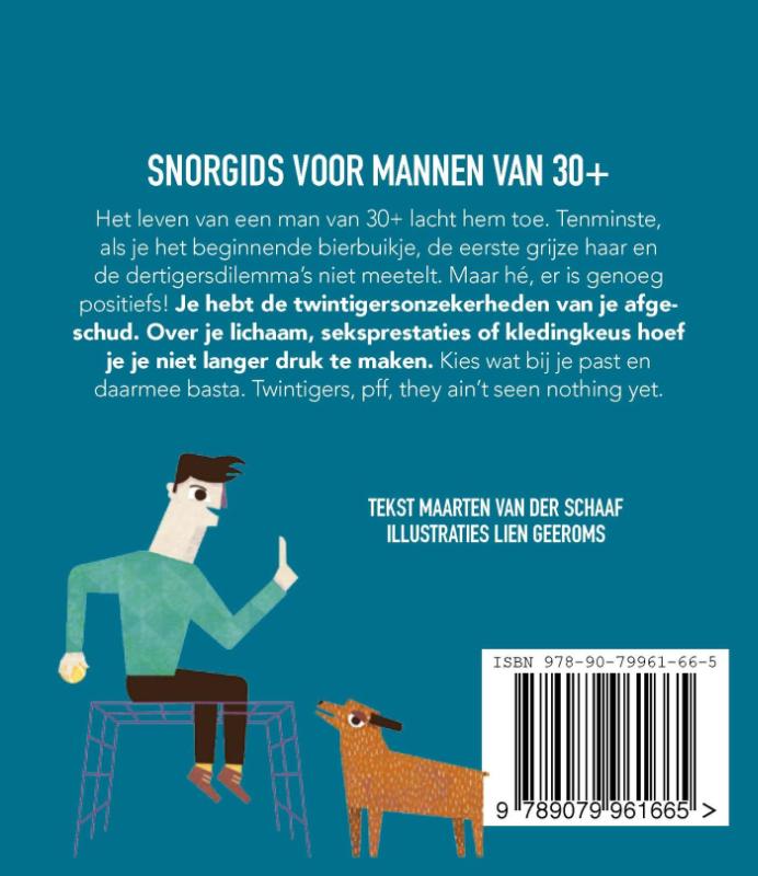 Achterkant van Snorgids voor mannen van 30 plus