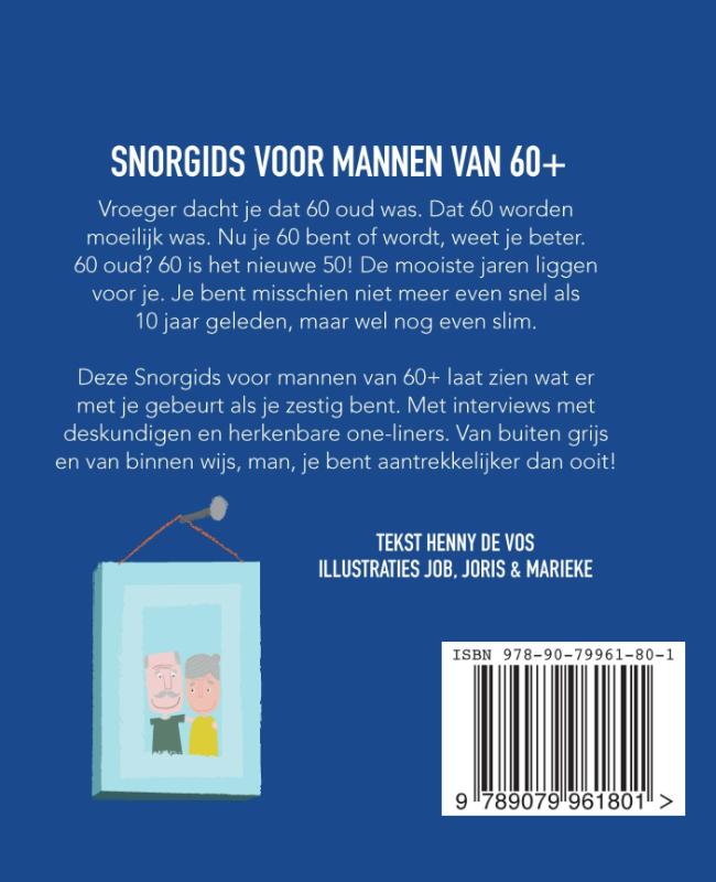 Achterkant van Snorgids voor mannen van 60 plus