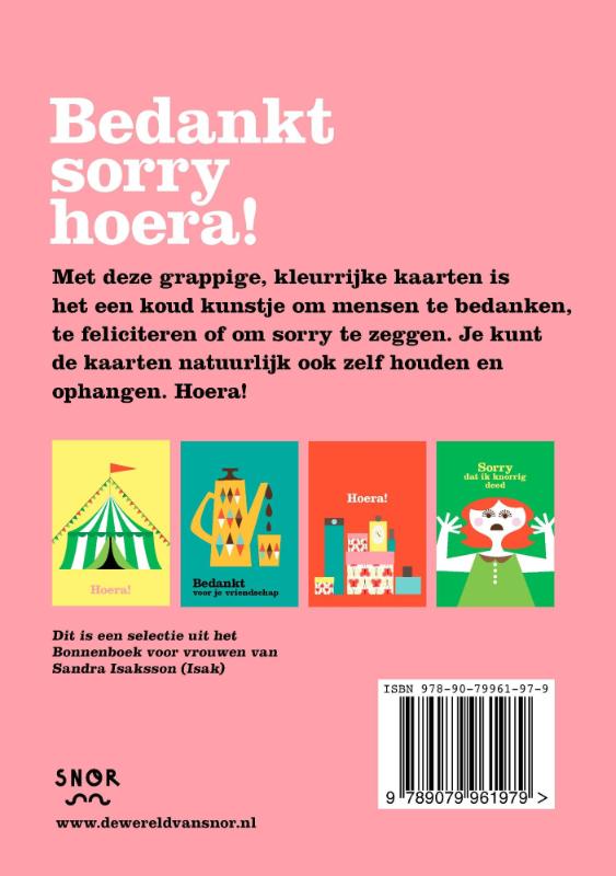 Achterkant van Bedankt sorry hoera!
