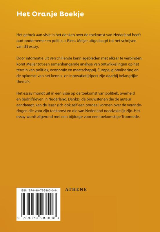 Achterkant van Het Oranje Boekje