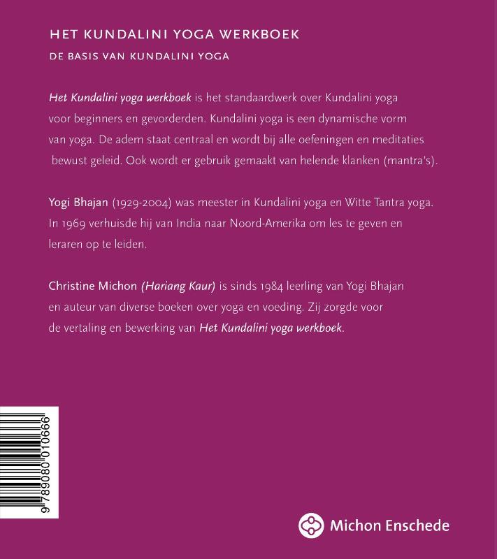 Achterkant van Het Kundalini yoga werkboek