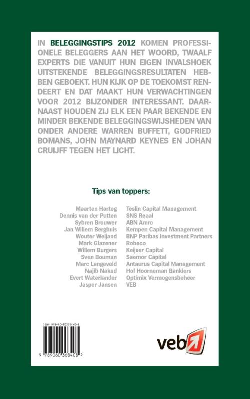 Achterkant van Beleggingstips 2012