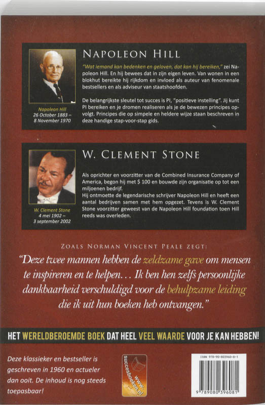 Achterkant van Succes door een positieve instelling
