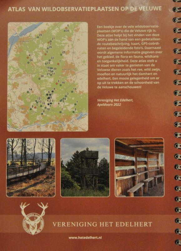 Achterkant van Atlas van wildobservatieplaatsen op de Veluwe