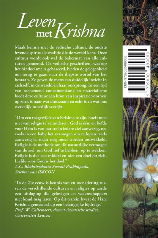 Achterkant van Leven met Krishna