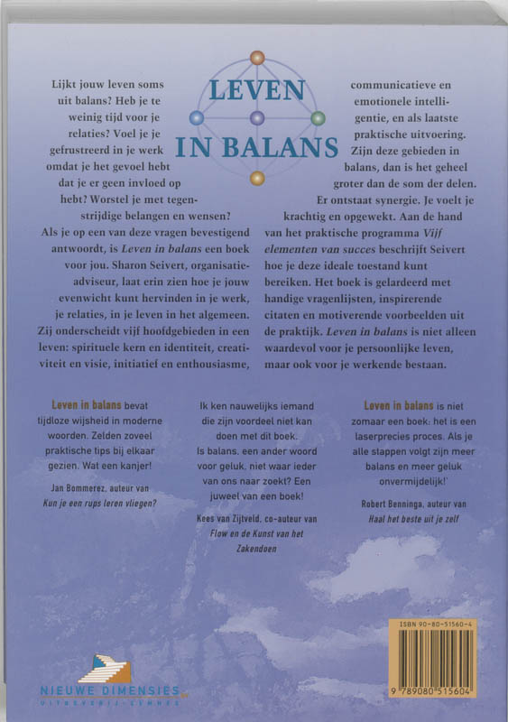 Achterkant van Leven in balans