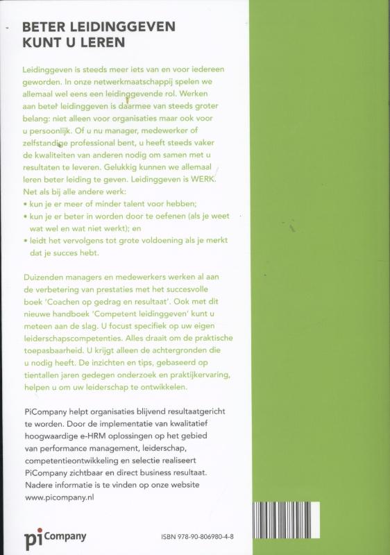 Achterkant van Competent leidinggeven