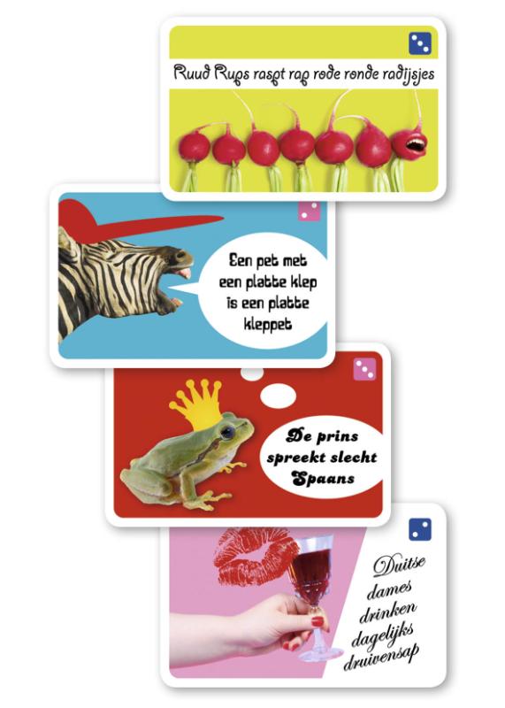 Achterkant van Tongbrekers DISPLAY 6 kaartensets