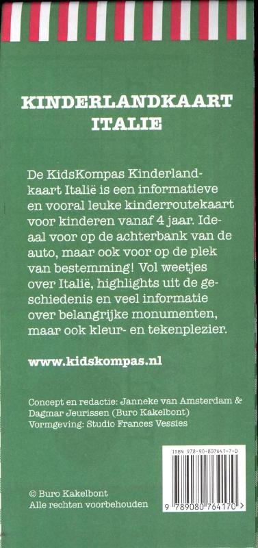 Achterkant van Kidskompas landkaart voor kinderen Italie