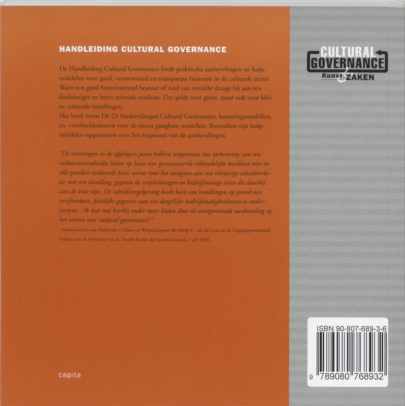 Achterkant van Handleiding Cultural Governance