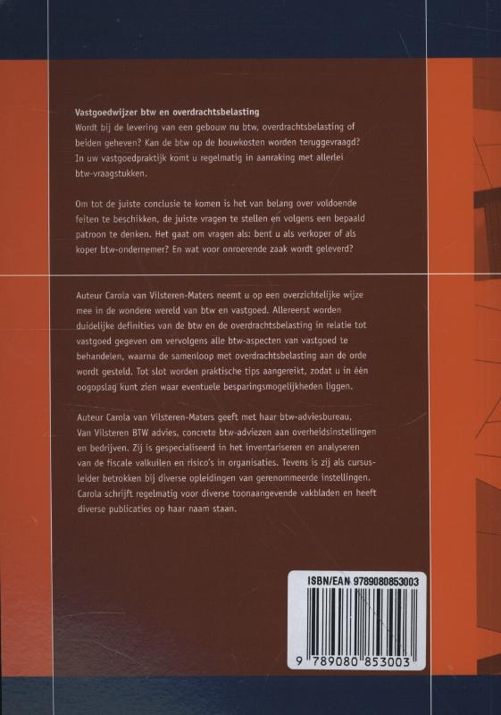 Achterkant van Vastgoedwijzer btw & overdrachtsbelasting