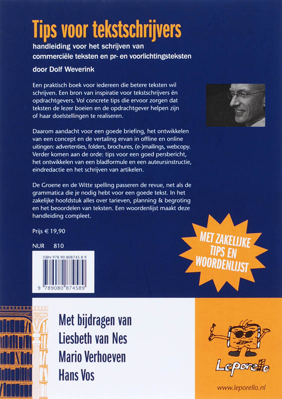 Achterkant van Tips voor tekstschrijvers