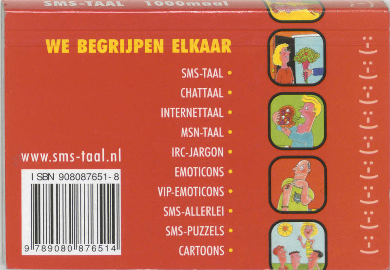 Achterkant van SMS-taal 1000maal