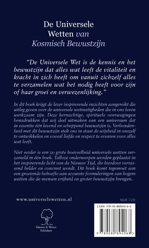 Achterkant van De universele wetten van kosmisch bewustzijn