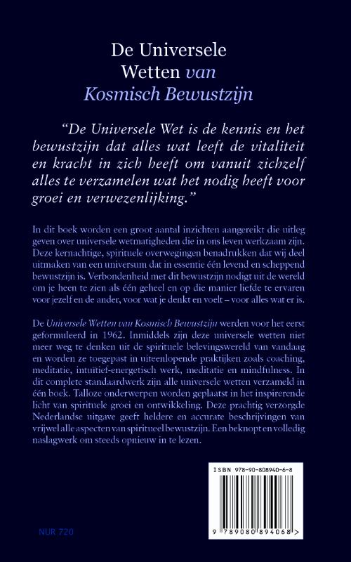 Achterkant van De universele wetten van kosmisch bewustzijn