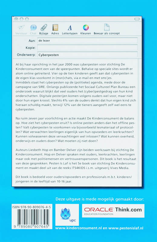 Achterkant van Pesten is laf, cyberpesten is laffer