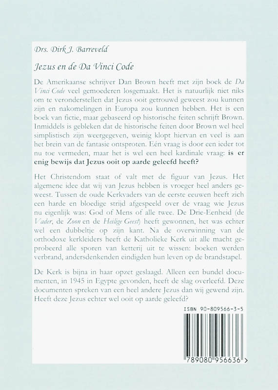 Achterkant van Jezus en de Da Vinci Code