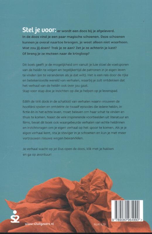 Achterkant van In de voetsporen van de heldin
