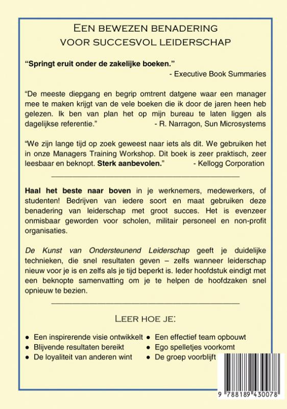 Achterkant van De Kunst van Ondersteunend Leiderschap