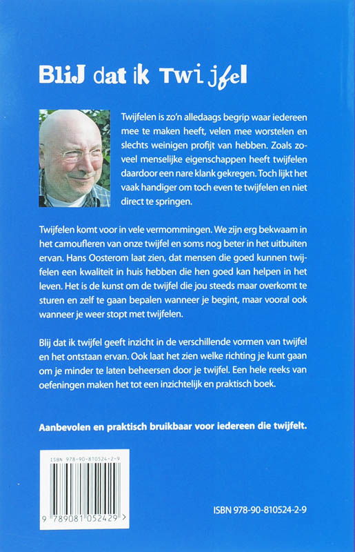Achterkant van Blij dat ik Twijfel