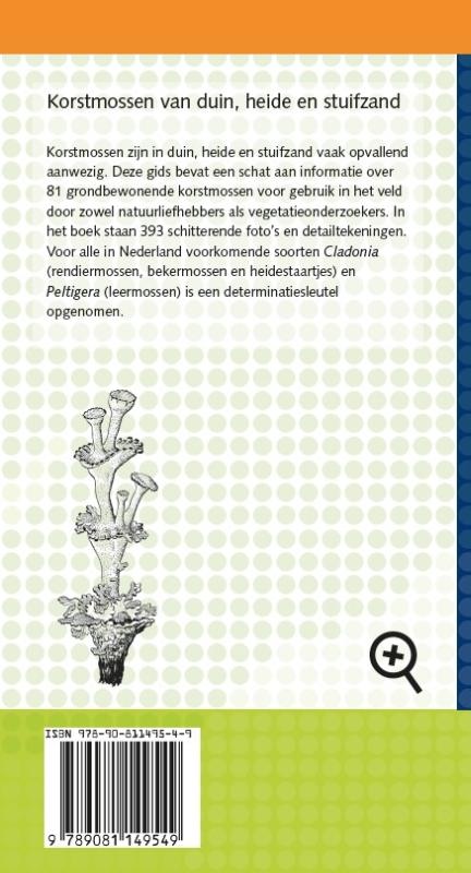 Achterkant van Veldgids korstmossen van duin, heide en stuifzand