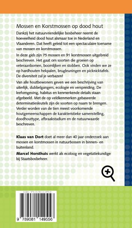 Achterkant van Veldgids mossen en korstmossen op dood hout