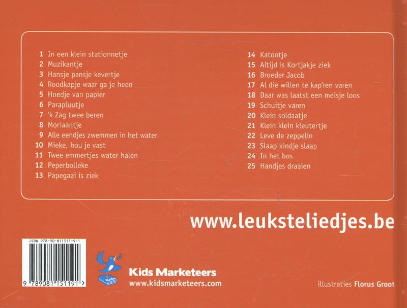 Achterkant van De leukste kinderliedjes van vroeger en nu