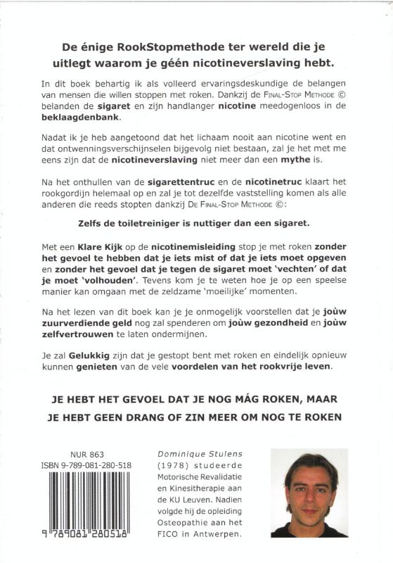 Achterkant van Nicotineverslaving is een mythe de final-stop methode