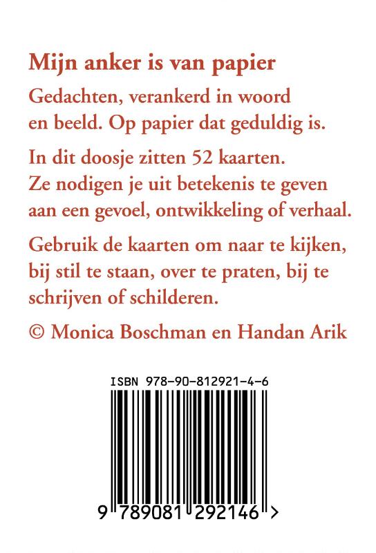Achterkant van Mijn anker is van papier