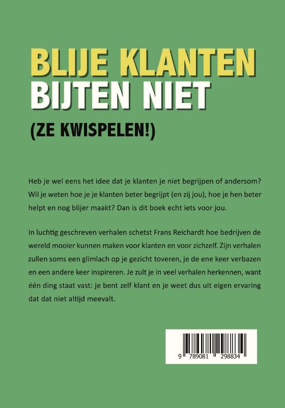 Achterkant van Blije Klanten Bijten Niet (Ze Kwispelen)