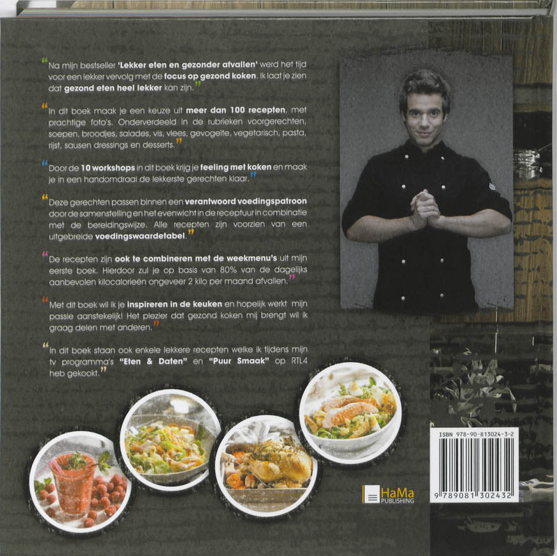 Achterkant van Lekker en gezond koken met Mathijs