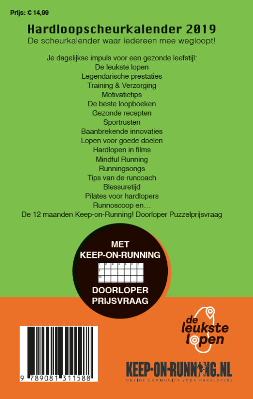 Achterkant van Hardloopscheurkalender 2019