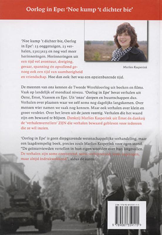 Achterkant van 'Noe kump 't dichter bie' Oorlog in Epe