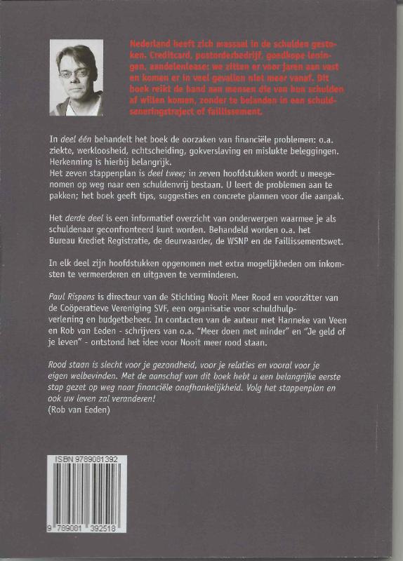 Achterkant van Nooit Meer Rood Staan