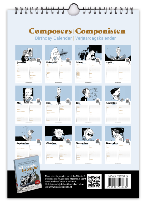Achterkant van Componisten Verjaardagskalender