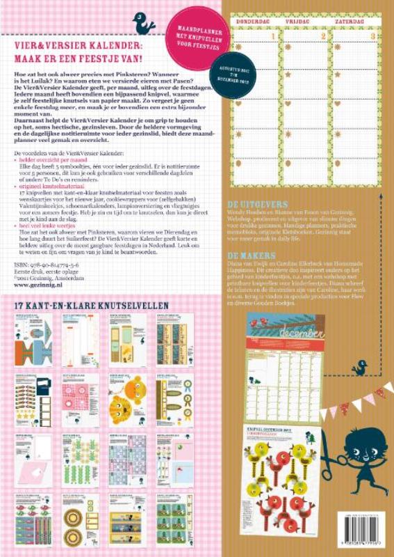 Achterkant van Vier&Versier Kalender 2012